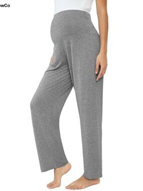 Bamboo Viscose Maternity Sweatpants Over Belly Wide Leg Lounge Pants